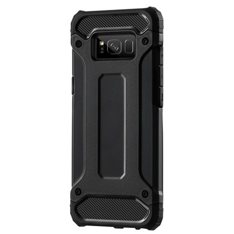 Husa pentru Samsung Galaxy S8 Plus, SKYDDAR INNOVATION, Hybrid Armor, din Plastic Dur, Margini Cauciucate, Antisoc, set cu sticker, Negru - 1 | YEO