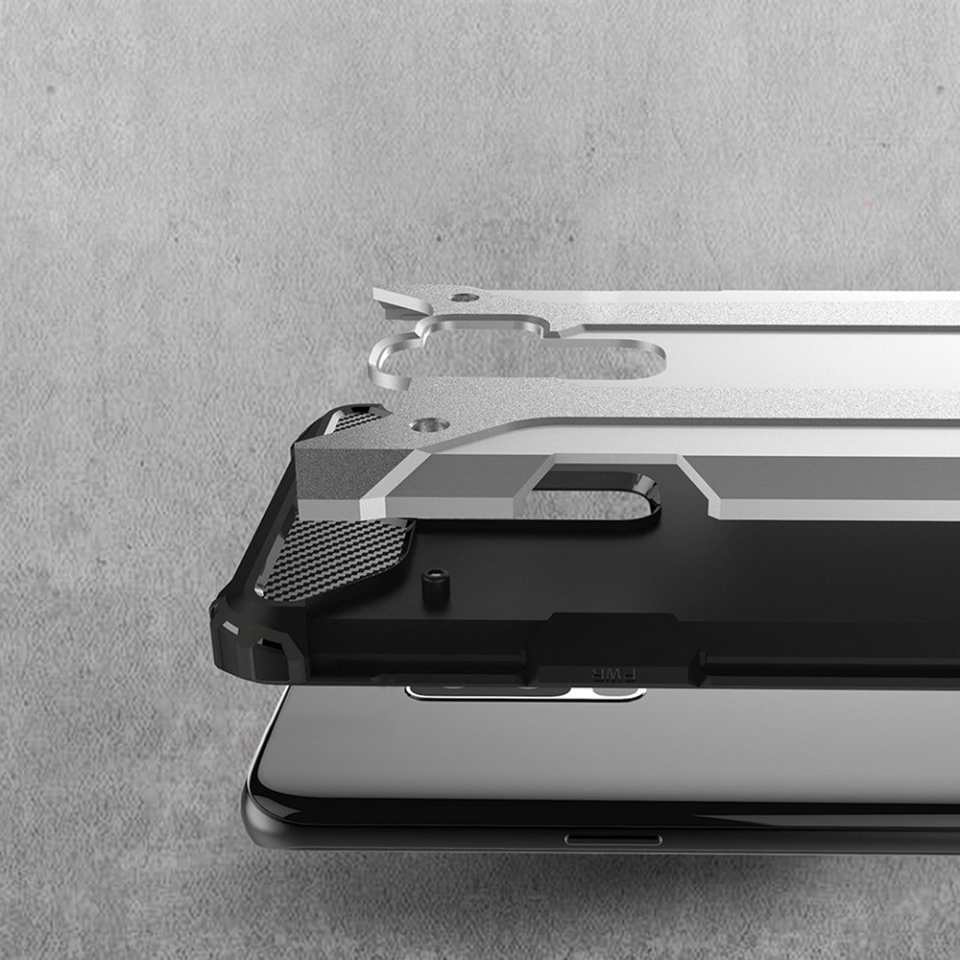 Husa pentru Samsung Galaxy S9 Plus, SKYDDAR INNOVATION, Hybrid Armor, din Plastic Dur, Margini Cauciucate, Antisoc, set cu sticker, Negru - 1 | YEO