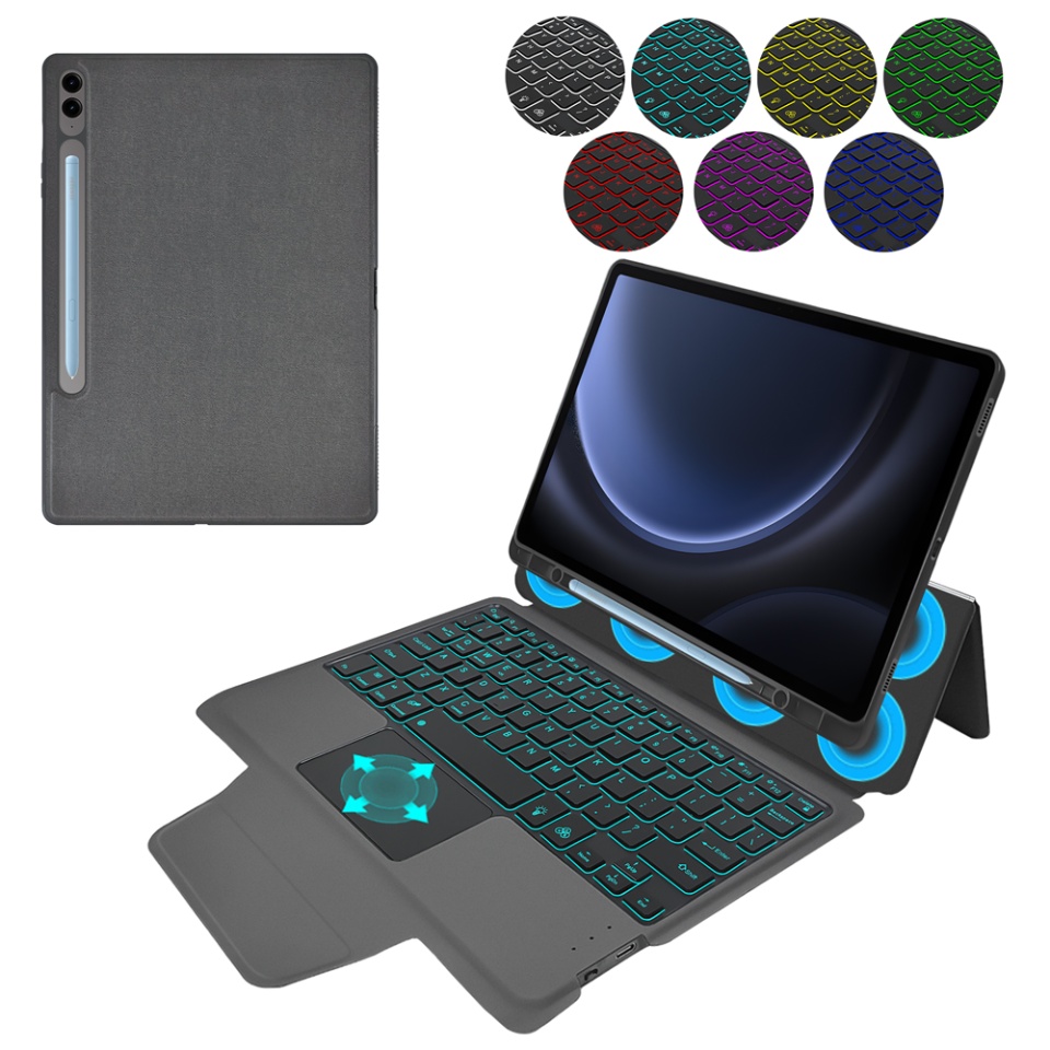 Husa pentru Samsung Galaxy Tab S9 FE Plus cu Tastatura Bluetooth si Protectie 360°, SKDR TabTop Pro - Negru - 3 | YEO