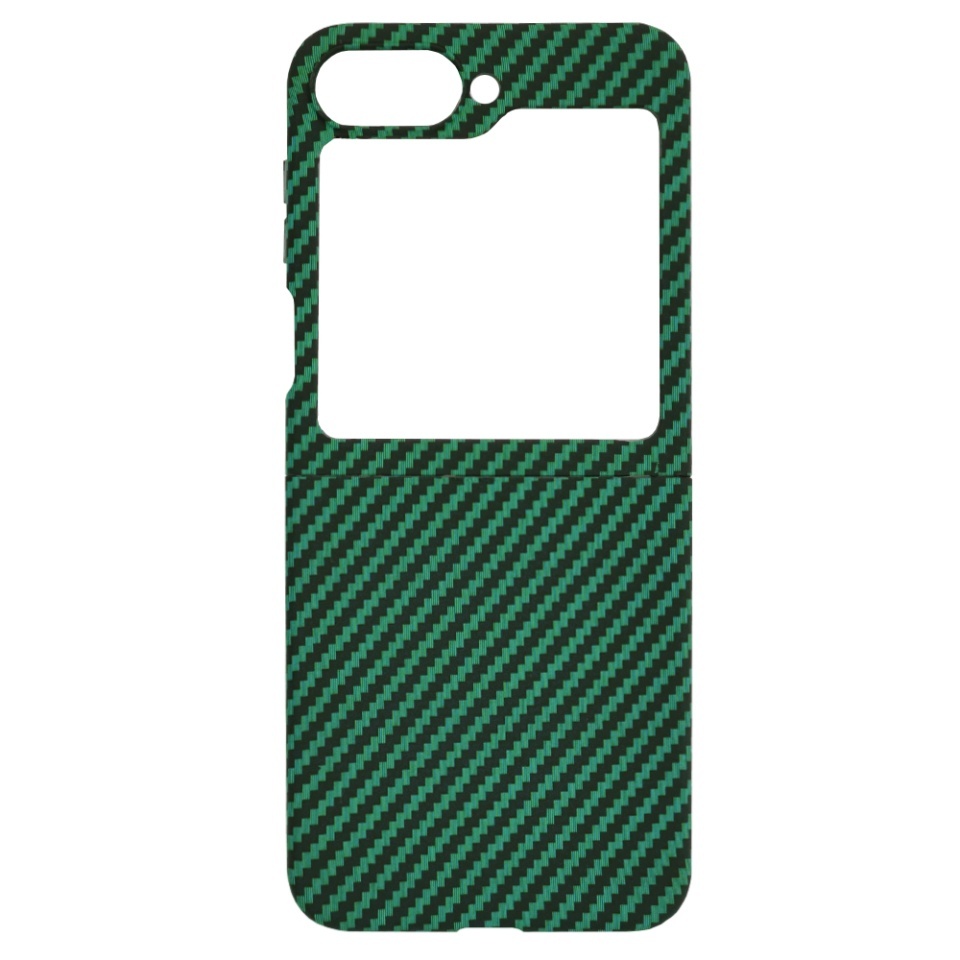 Husa pentru Samsung Galaxy Z Flip6 / Galaxy Z Flip7 FE, SKYDDAR INNOVATION, textura carbon, Carbonite FiberShell, set cu sticker, Verde, - 3 | YEO