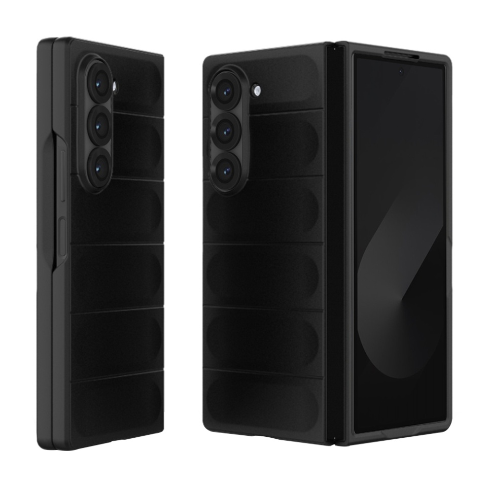 Husa pentru Samsung Galaxy Z Fold6, SKYDDAR INNOVATION, Magic Shield, din Silicon Mat, set cu sticker, Negru