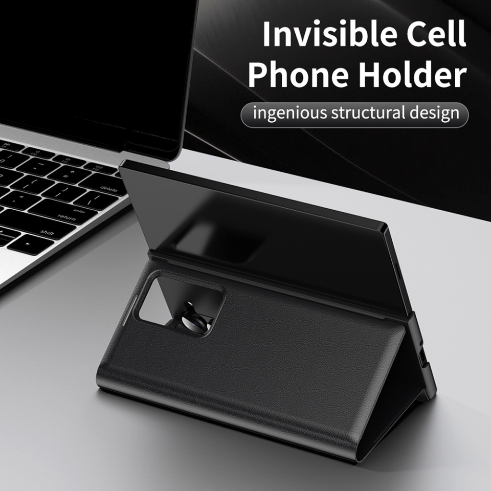 Husa pentru Samsung Galaxy Z Fold6 tip carte, Skyddar, cu portofel si SmartView, Premium, set cu sticker, Negru - 5