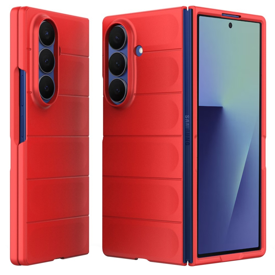 Husa pentru Samsung Galaxy Z Fold7, SKYDDAR INNOVATION, Magic Shield, din Silicon Mat, set cu sticker, Rosu