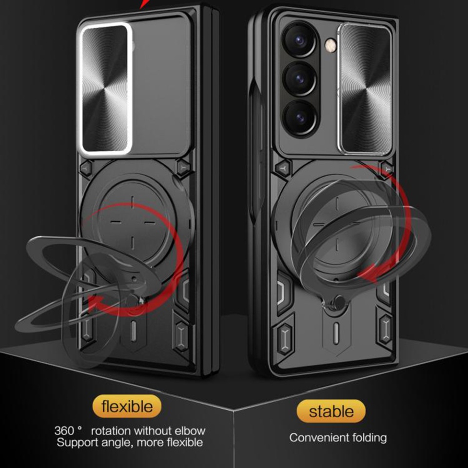 Husa pentru Samsung Galaxy Z Fold7, SKYDDAR INNOVATION, SafeCover, Inel Magnetic, Protectie Camera, Mov, set cu sticker - 3 | YEO