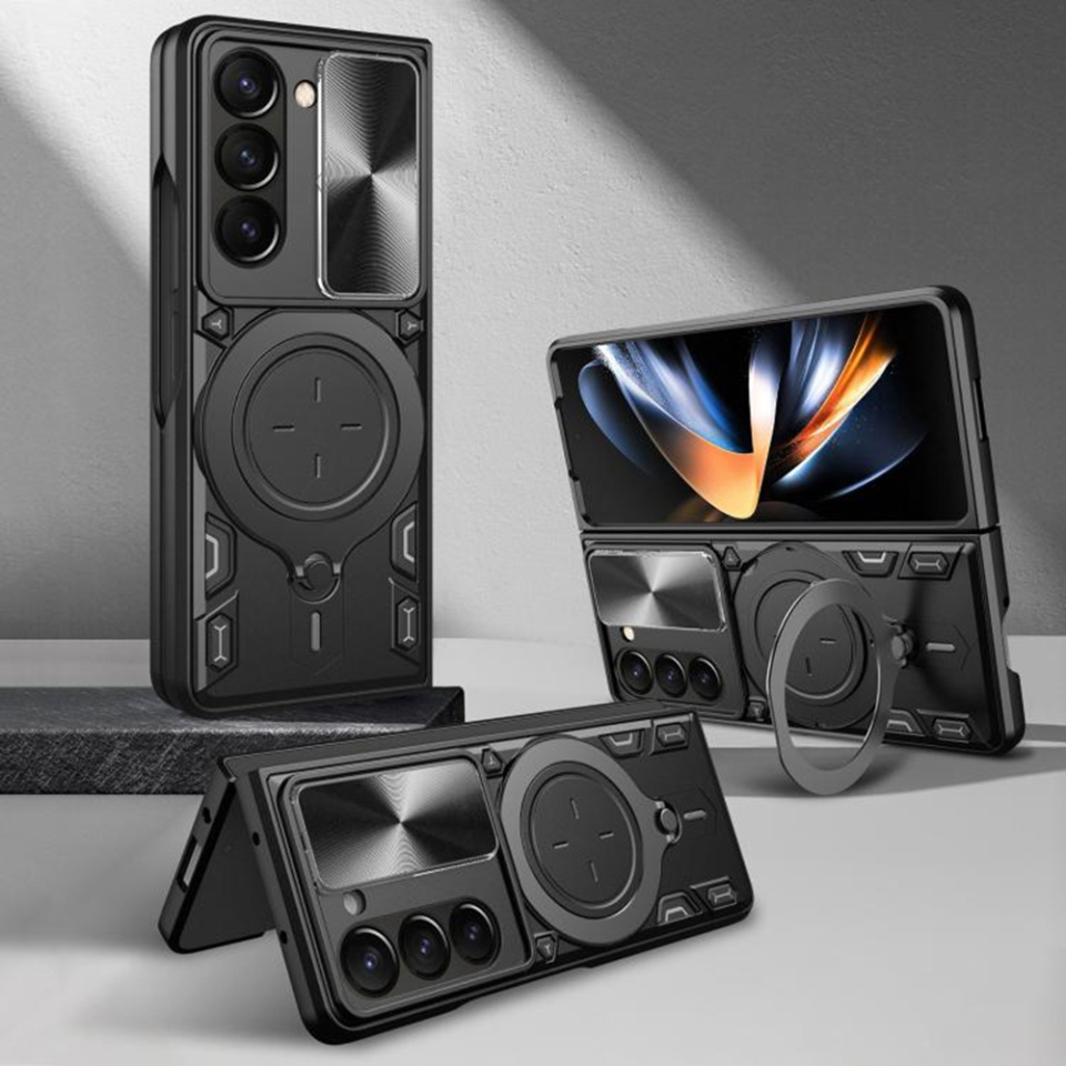 Husa pentru Samsung Galaxy Z Fold7, SKYDDAR INNOVATION, SafeCover, Inel Magnetic, Protectie Camera, Negru, set cu sticker - 6