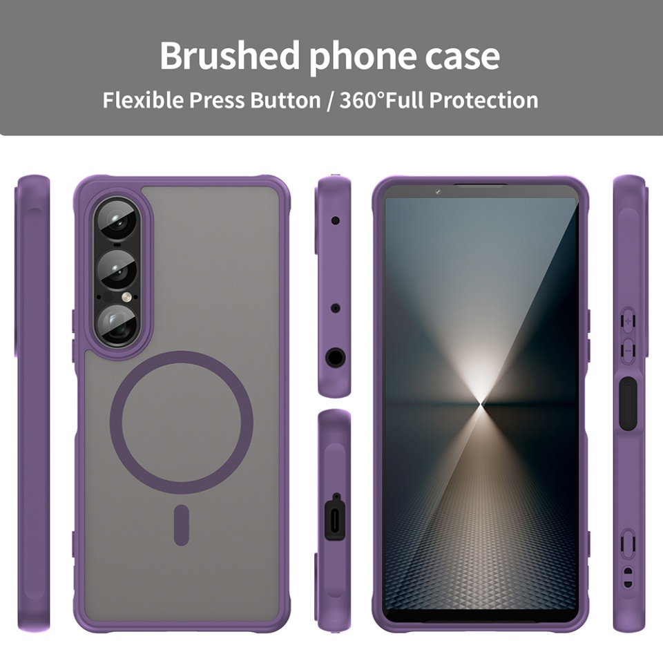 Husa pentru Sony Xperia 1 VII, SKYDDAR INNOVATION, HaloFrost MagSafe II, Antisoc, set cu sticker, Mov - 2 | YEO