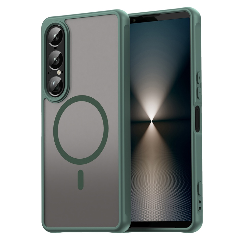 Husa pentru Sony Xperia 1 VII, SKYDDAR INNOVATION, HaloFrost MagSafe II, Antisoc, set cu sticker, Verde