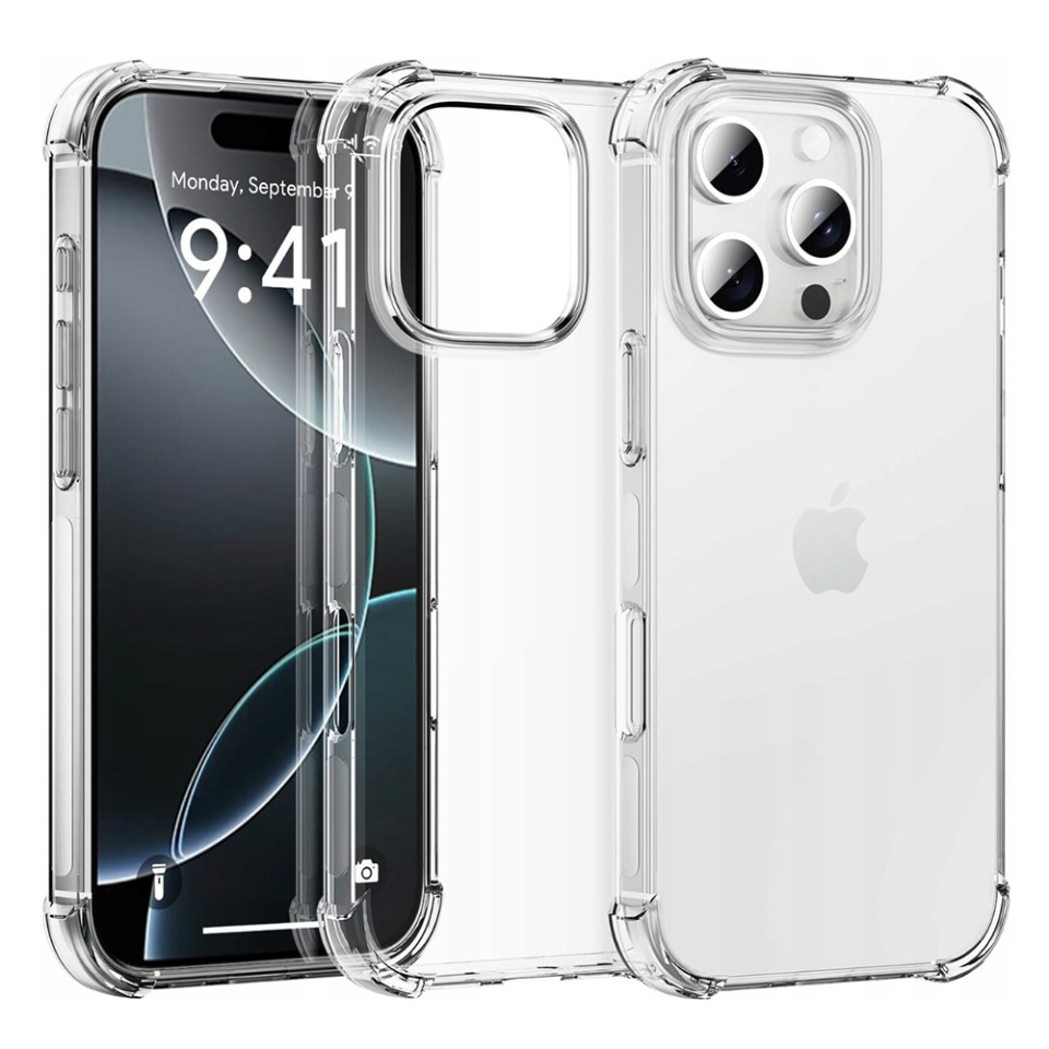 Husa pentru telefon, SKYDDAR INNOVATION, iPhone 16 Pro Max din silicon slim, anti soc, Shock [protectie camera] cu sticker - Transparenta