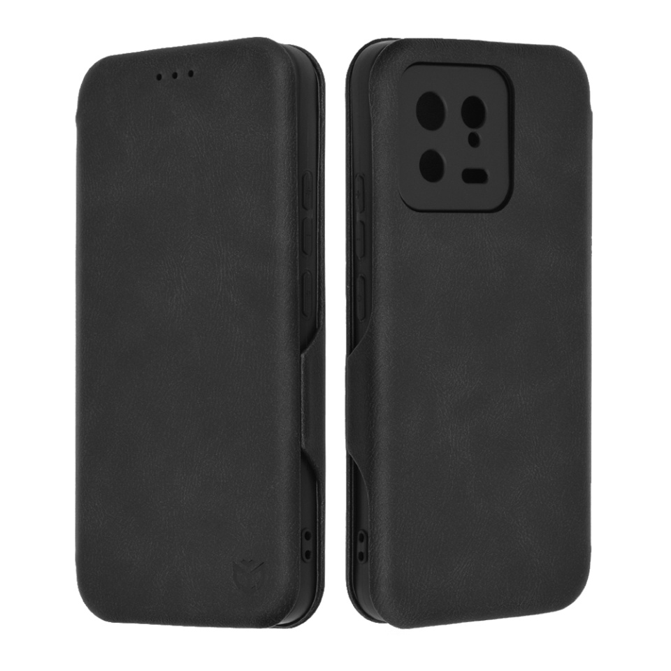 Husa pentru Xiaomi 13, SKYDDAR INNOVATION, Safe Wallet tip carte din Piele Ecologica, Suport Carduri, Inchidere Magnetica, Negru, set cu sticker