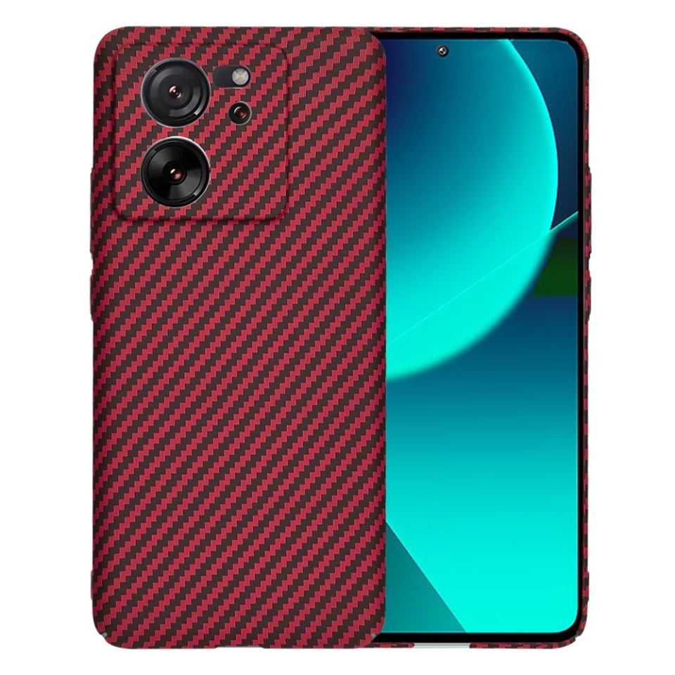 Husa pentru Xiaomi 13T / 13T Pro, SKYDDAR INNOVATION, textura carbon, Carbonite FiberShell, set cu sticker, Rosu,