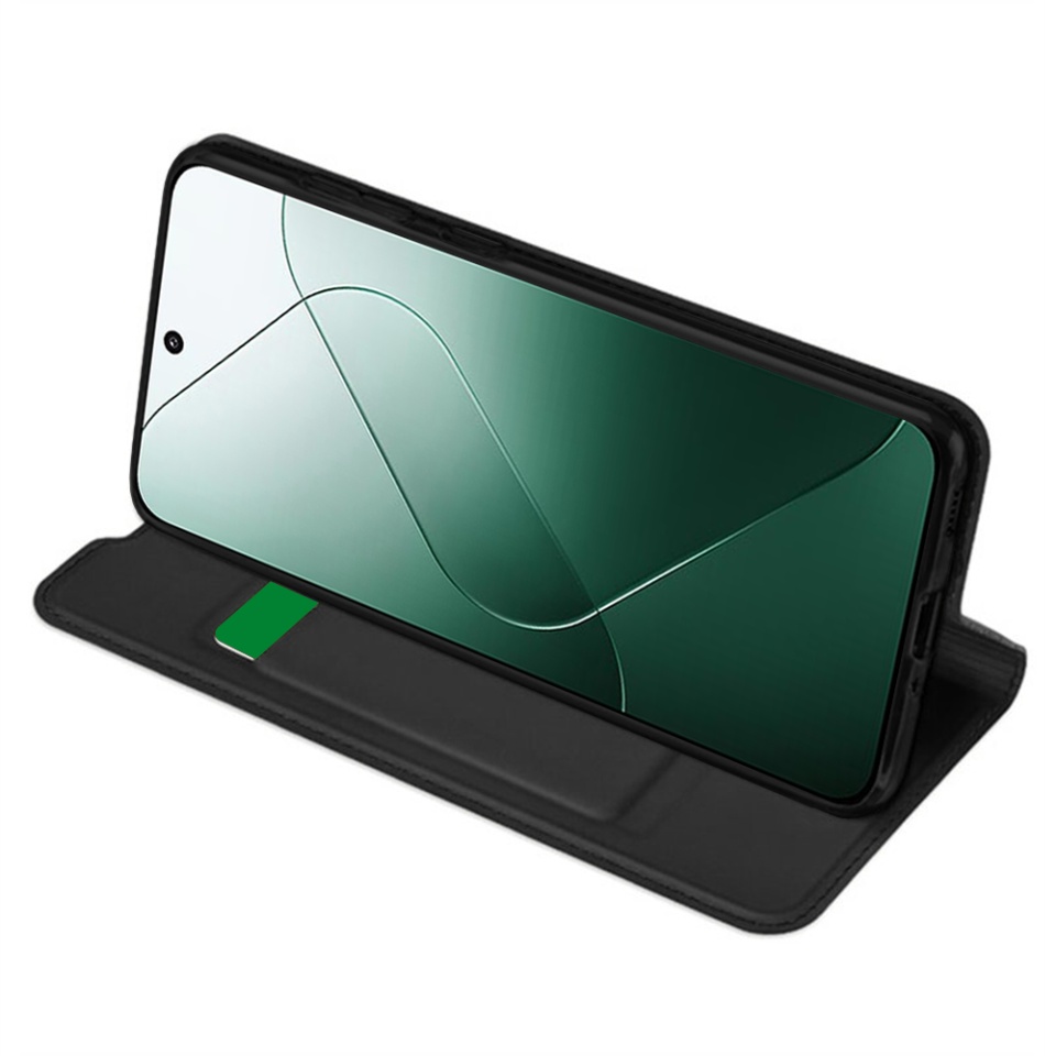 Husa pentru Xiaomi 14, SKYDDAR INNOVATION, Magskin Book, tip Carte cu Portofel Interior, set cu sticker, Negru - 1 | YEO