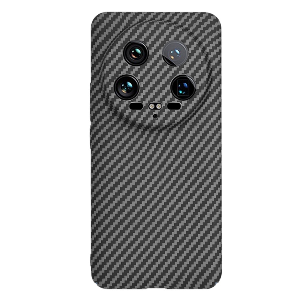 Husa pentru Xiaomi 14 Ultra, SKYDDAR INNOVATION, textura carbon, Carbonite FiberShell, set cu sticker, Negru, - 2 | YEO