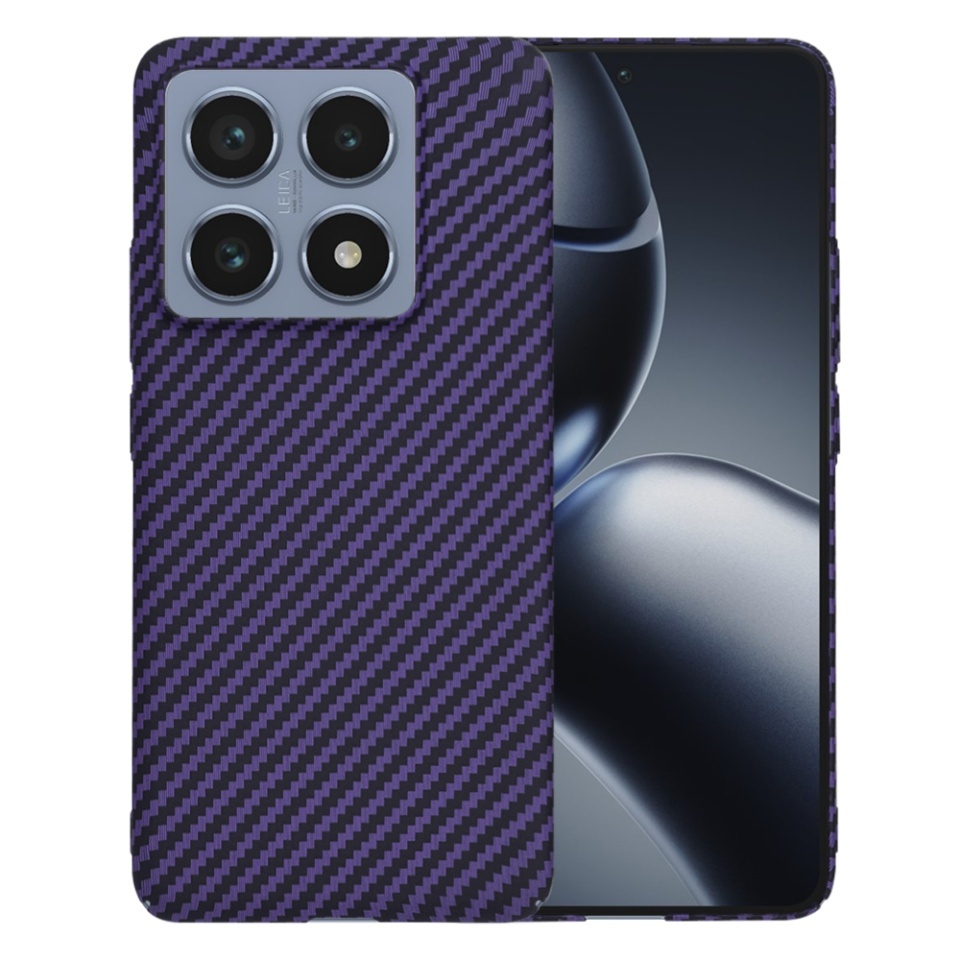 Husa pentru Xiaomi 14T Pro, SKYDDAR INNOVATION, textura carbon, Carbonite FiberShell, set cu sticker, Mov,