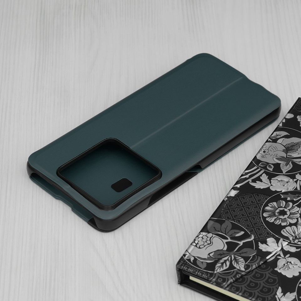 Husa pentru Xiaomi 14T Pro tip carte, Skyddar Eco View Leather - Verde - 1 | YEO