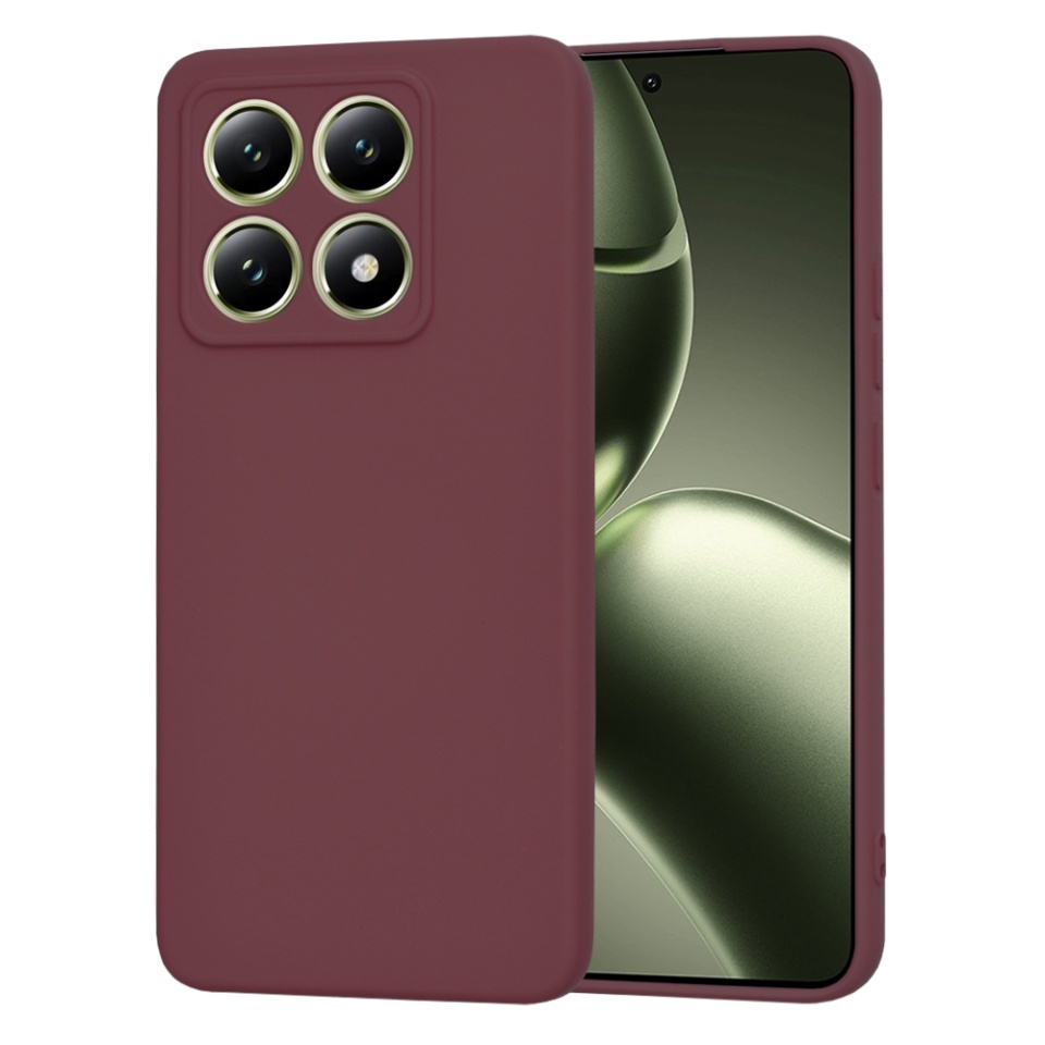Husa pentru Xiaomi 14T, SKYDDAR INNOVATION, din Silicon Catifelat, SoftElegance, set cu sticker, Bordo