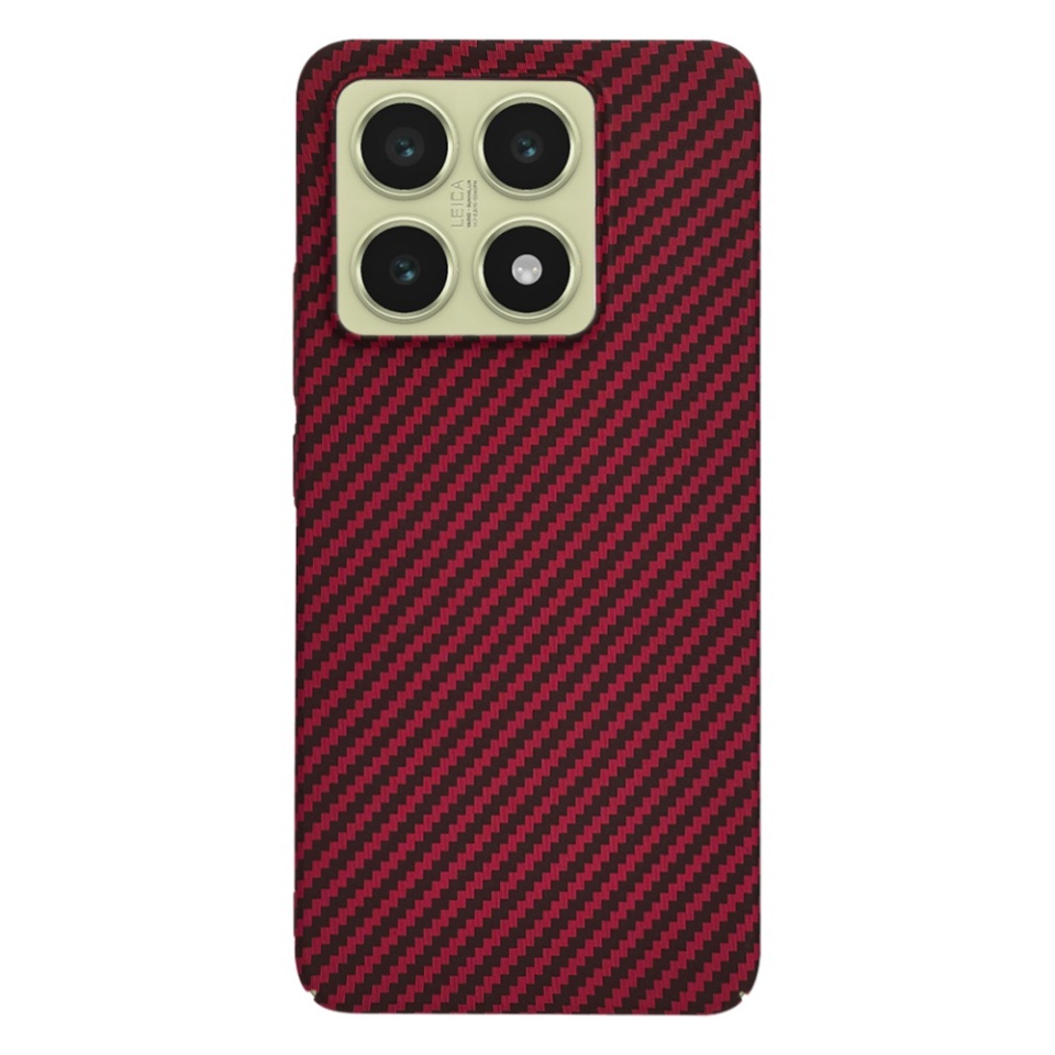 Husa pentru Xiaomi 14T, SKYDDAR INNOVATION, textura carbon, Carbonite FiberShell, set cu sticker, Rosu, - 2 | YEO