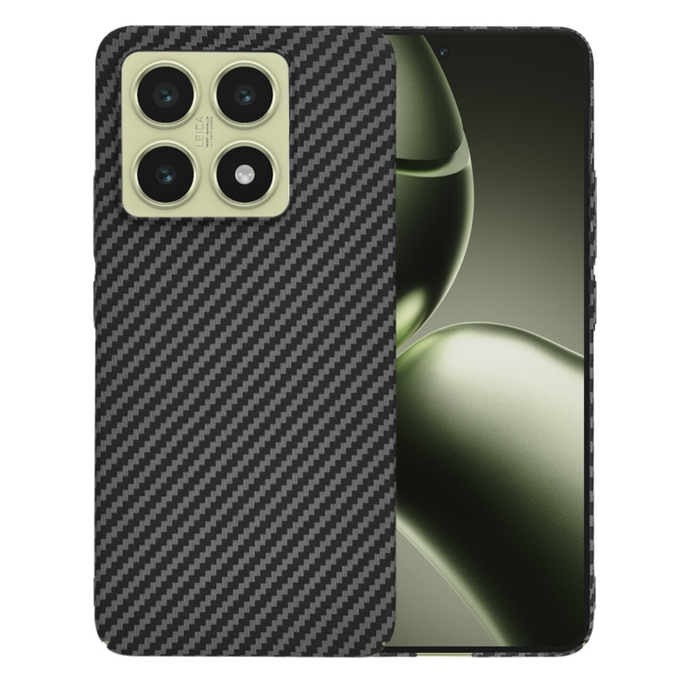 Husa pentru Xiaomi 14T, SKYDDAR INNOVATION, textura carbon, Carbonite FiberShell, set cu sticker, Negru,
