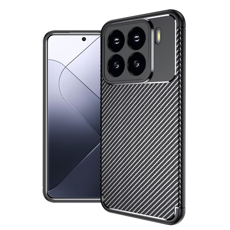 Husa pentru Xiaomi 15, SKYDDAR INNOVATION, CarbonFiber, Antisoc, Negru, set cu sticker