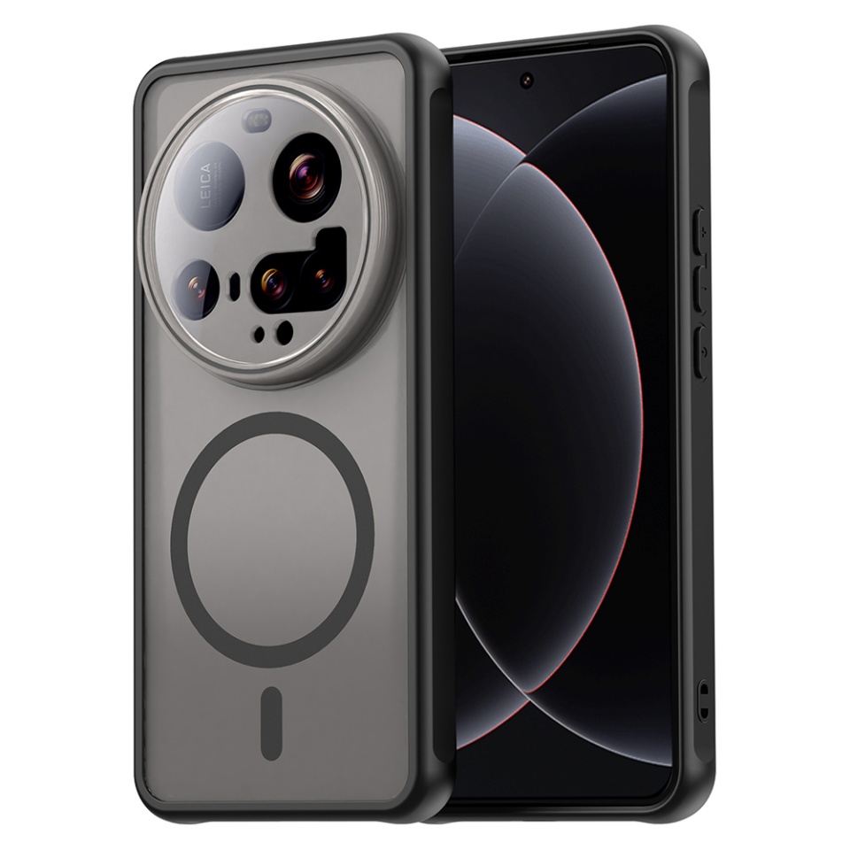Husa pentru Xiaomi 15 Ultra, SKYDDAR INNOVATION, HaloFrost MagSafe II, Antisoc, set cu sticker, Negru