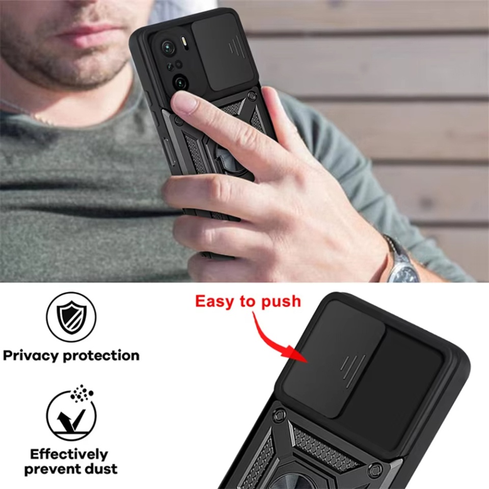Husa pentru Xiaomi Poco F3 / Mi 11i cu inel magnetic si protectie camera Skyddar CamShield - Negru - 2 | YEO