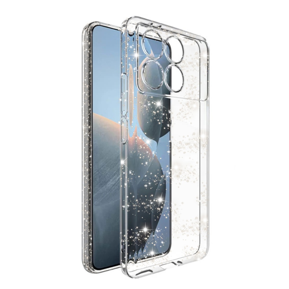 Husa pentru Xiaomi Poco F6 Pro din Silicon TPU cu Sclipici, Design Elegant si Ultra Subtire, SKDR Shine - Transparenta