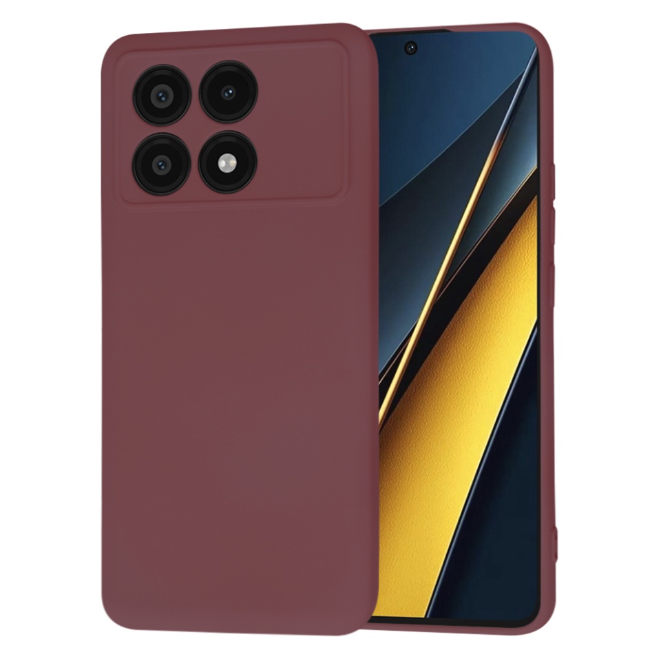 Husa pentru Xiaomi Poco X6 Pro din Silicon Catifelat, Protectie Premium, Skyddar SoftElegance - Bordo