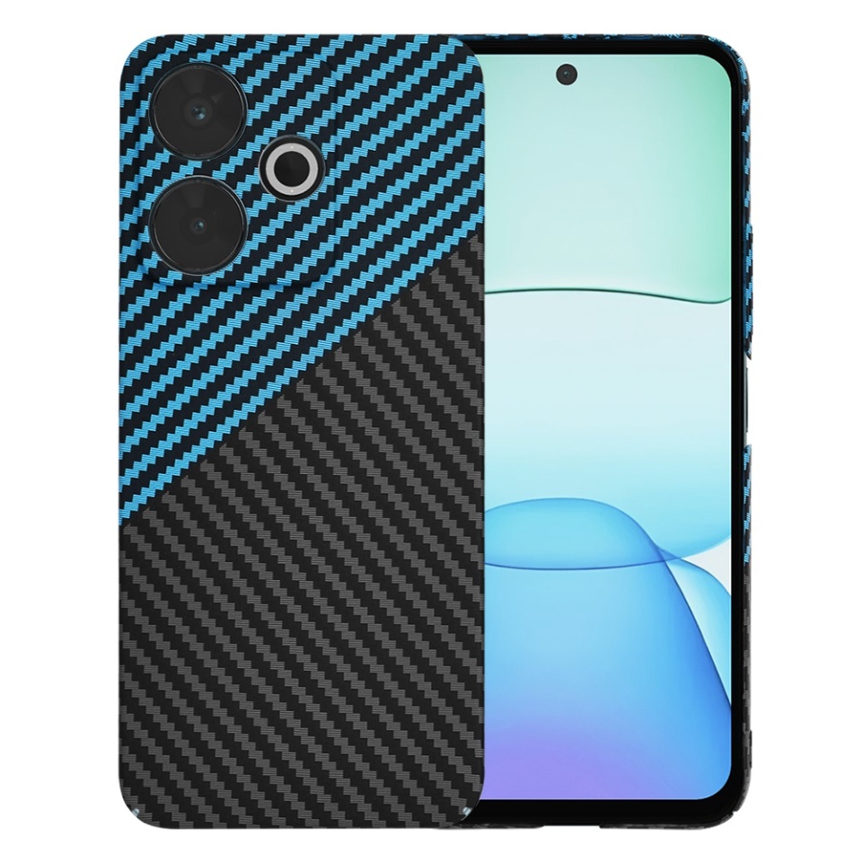 Husa pentru Xiaomi Redmi 13 / Poco M6 4G, SKYDDAR INNOVATION, textura carbon, Carbonite FiberShell, set cu sticker, Bleu,