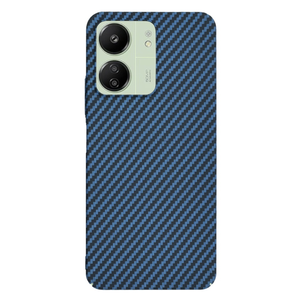 Husa pentru Xiaomi Redmi 13C 4G / Poco C65 / Redmi 13C 5G, SKYDDAR INNOVATION, textura carbon, Carbonite FiberShell, set cu sticker, Cyan, - 2 | YEO