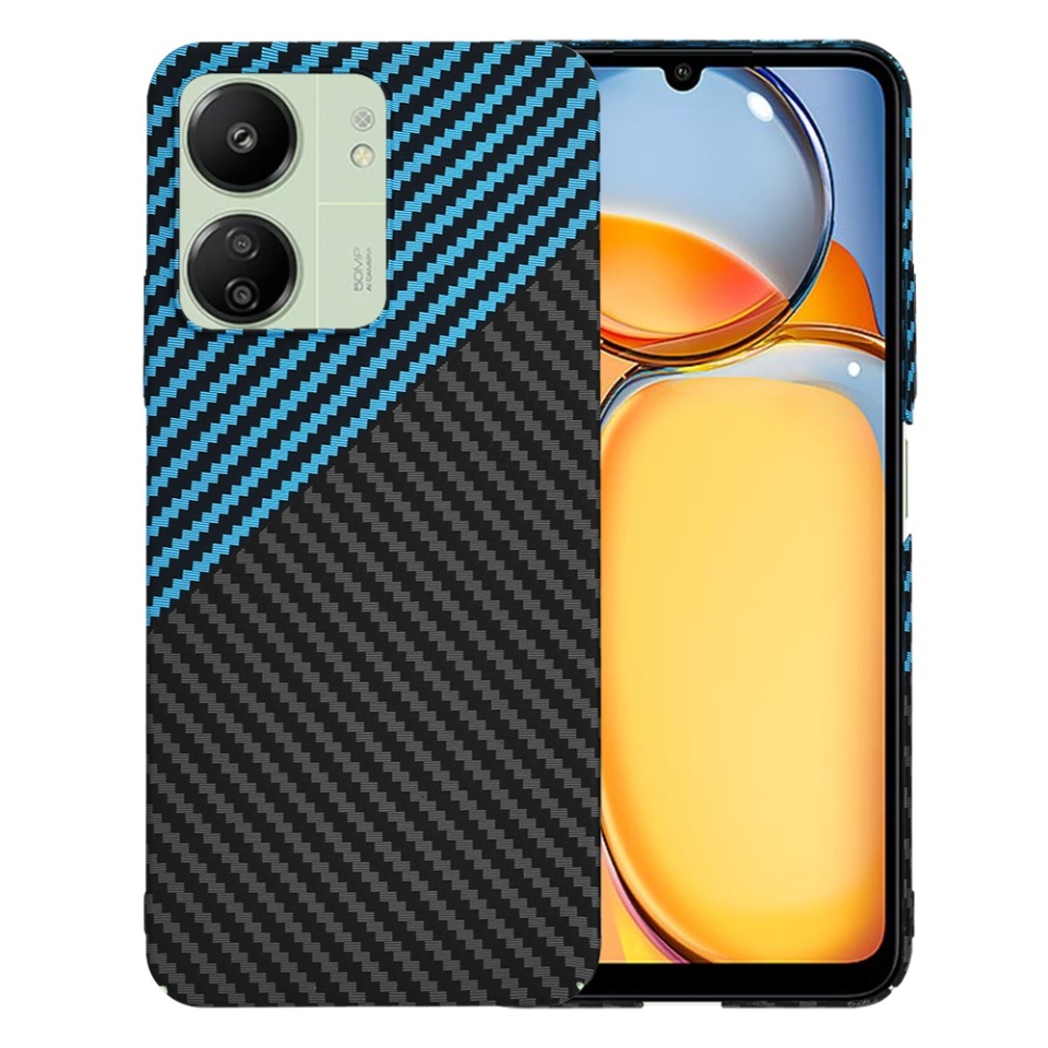Husa pentru Xiaomi Redmi 13C 4G / Poco C65 / Redmi 13C 5G, SKYDDAR INNOVATION, textura carbon, Carbonite FiberShell, set cu sticker, Bleu,