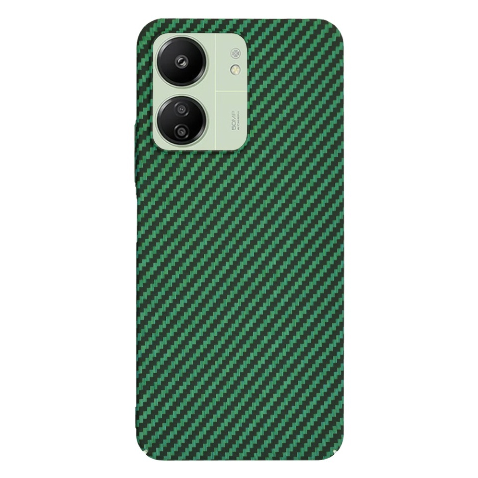 Husa pentru Xiaomi Redmi 13C 4G / Poco C65 / Redmi 13C 5G, SKYDDAR INNOVATION, textura carbon, Carbonite FiberShell, set cu sticker, Verde, - 2 | YEO