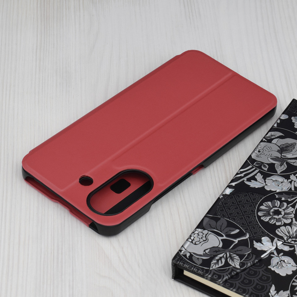 Husa pentru Xiaomi Redmi 13C 4G / Poco C65 tip carte, Skyddar Eco View Leather - Rosu - 2 | YEO