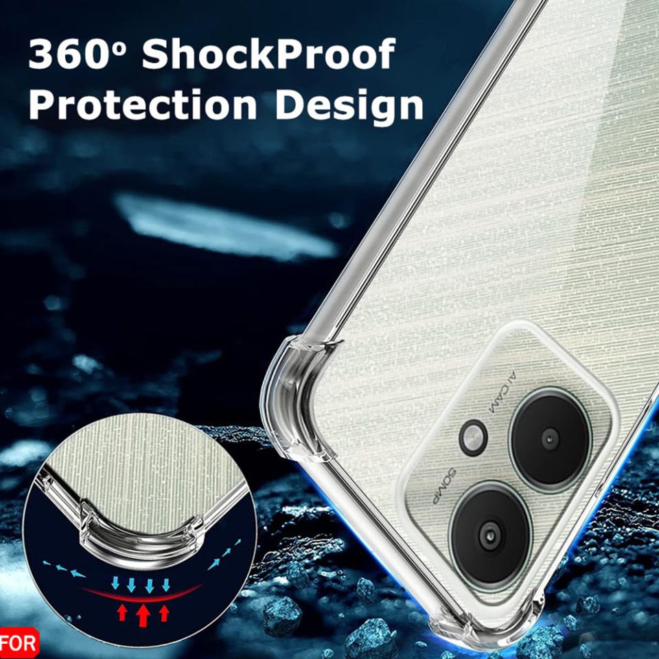 Husa pentru Xiaomi Redmi 13C 5G / Poco M6 , SKYDDAR INNOVATION, Shockproof Clear din Silicon Slim, Transparenta, set cu sticker - 3 | YEO