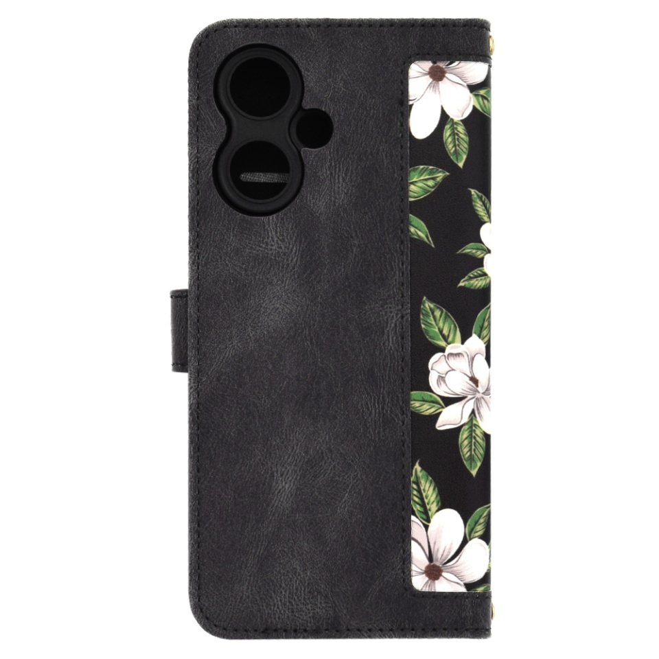 Husa pentru Xiaomi Redmi 13C 5G, SKYDDAR INNOVATION, Flipcraft din Piele Ecologică, Stand Integrat, Buzunare pentru Carduri, set cu sticker, Negru - 1 | YEO