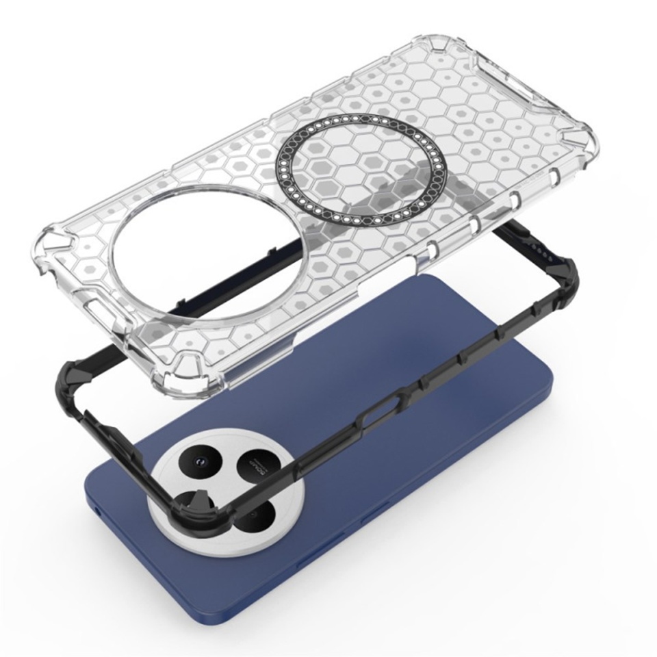 Husa pentru Xiaomi Redmi 14C / Poco C75, SKYDDAR INNOVATION, HoneyComb Shield MagSafe, Negru, set cu sticker - 3 | YEO