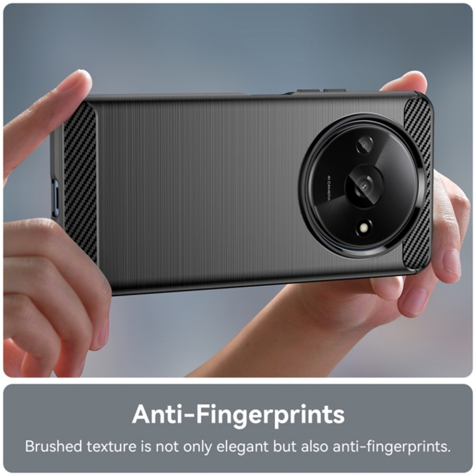 Husa pentru Xiaomi Redmi A3 / Redmi A3x, SKYDDAR INNOVATION, Carbon Silicone, din Silicon Slim, cu textura Fibra Carbon, set cu sticker, Negru - 2 | YEO