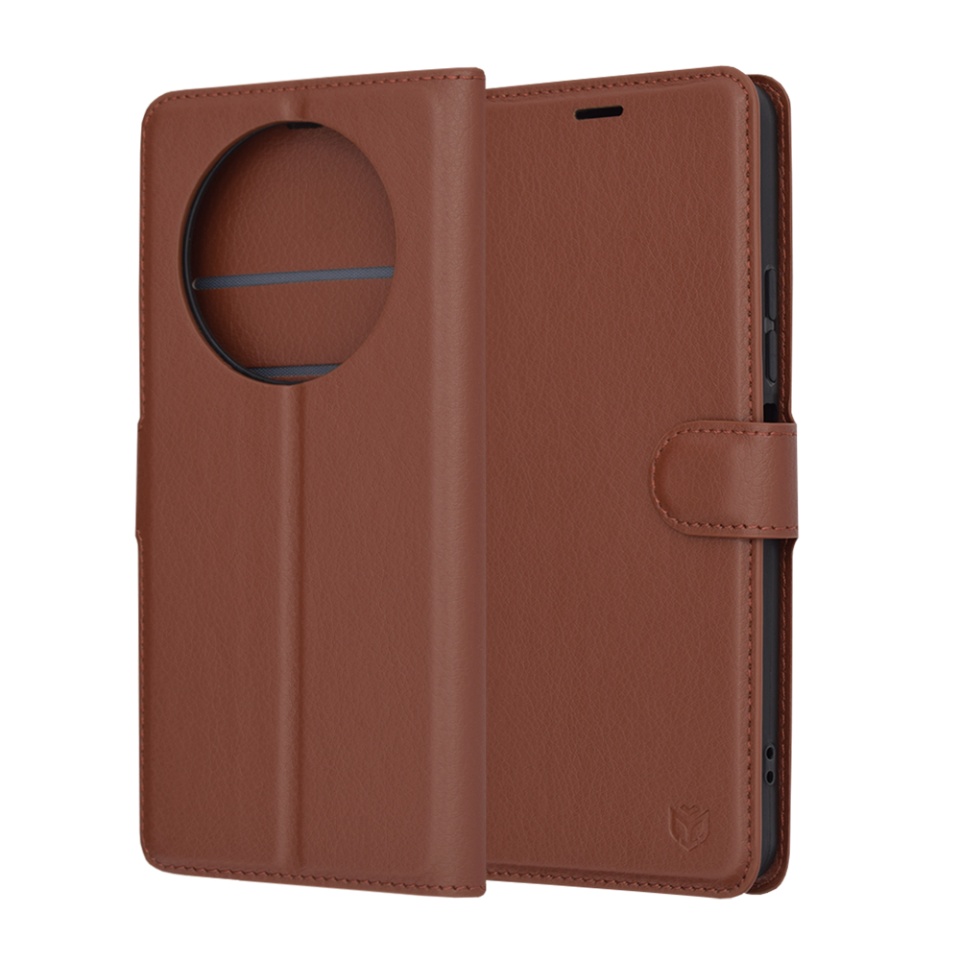 Husa pentru Xiaomi Redmi A3 tip Carte, cu Portofel Interior, Finisaje Premium, SKYDDAR Leather Wallet - Maro