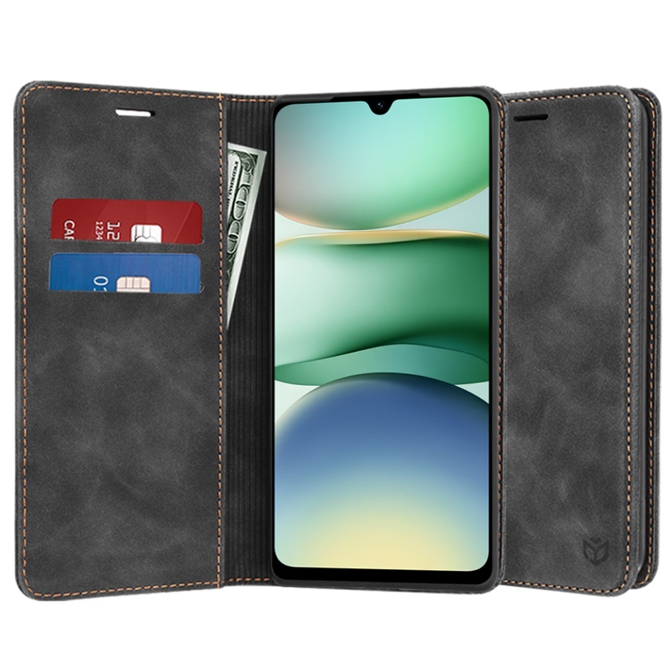 Husa pentru Xiaomi Redmi A5 4G (Regional), SKYDDAR INNOVATION, Confy Cover tip Carte din piele Eco Premium, cu Portofel Interior, set cu sticker, Negru