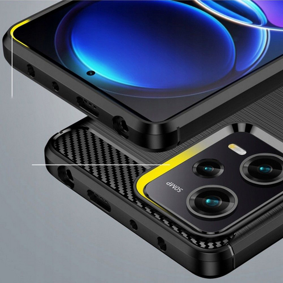 Husa pentru Xiaomi Redmi Note 12 Pro / Poco X5 Pro din silicon, Slim, cu textura Fibra Carbon - Negru - 2 | YEO