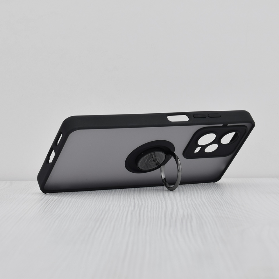 Husa pentru Xiaomi Redmi Note 12 Pro+, SKYDDAR INNOVATION, Glinth cu Inel Rotativ 360° Magnetic, Negru, set cu sticker - 1 | YEO
