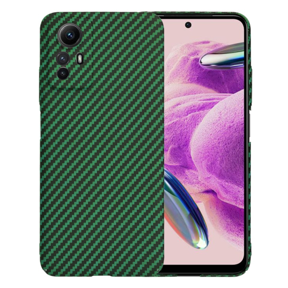 Husa pentru Xiaomi Redmi Note 12S, SKYDDAR INNOVATION, textura carbon, Carbonite FiberShell, set cu sticker, Verde,