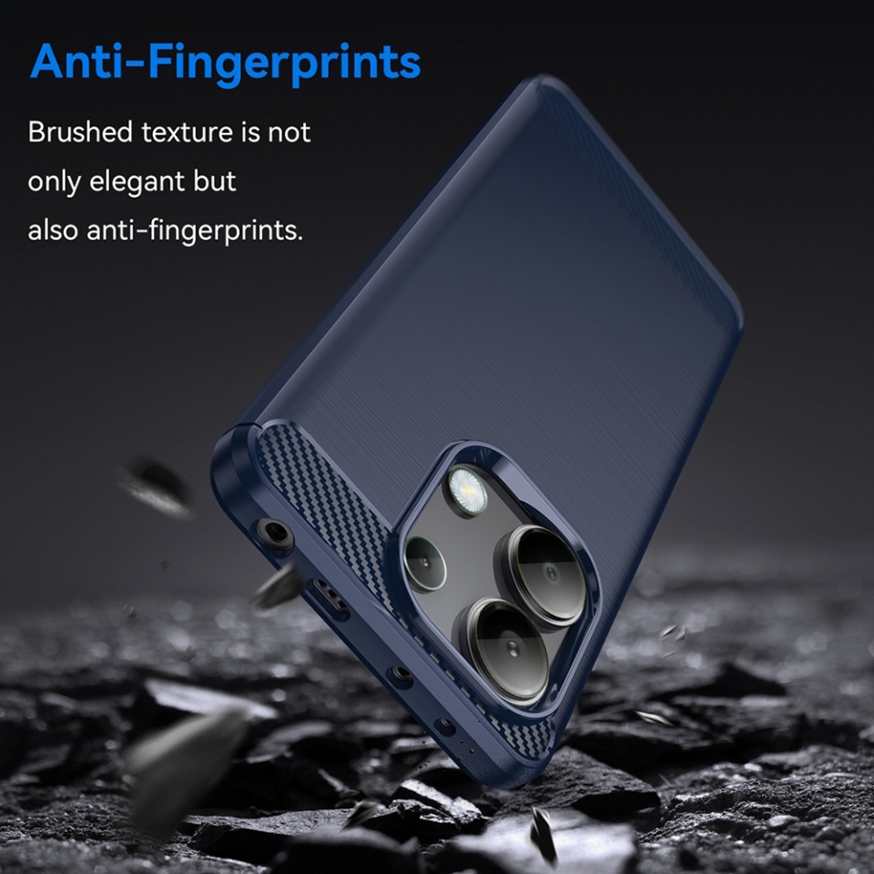 Husa pentru Xiaomi Redmi Note 13 4G, SKYDDAR INNOVATION, Carbon Silicone, din Silicon Slim, cu textura Fibra Carbon, set cu sticker, Albastru - 2 | YEO