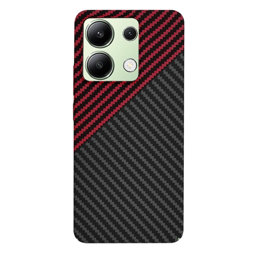 Husa pentru Xiaomi Redmi Note 13 4G, SKYDDAR INNOVATION, textura carbon, Carbonite FiberShell, set cu sticker, Rosu inchis, - 2 | YEO