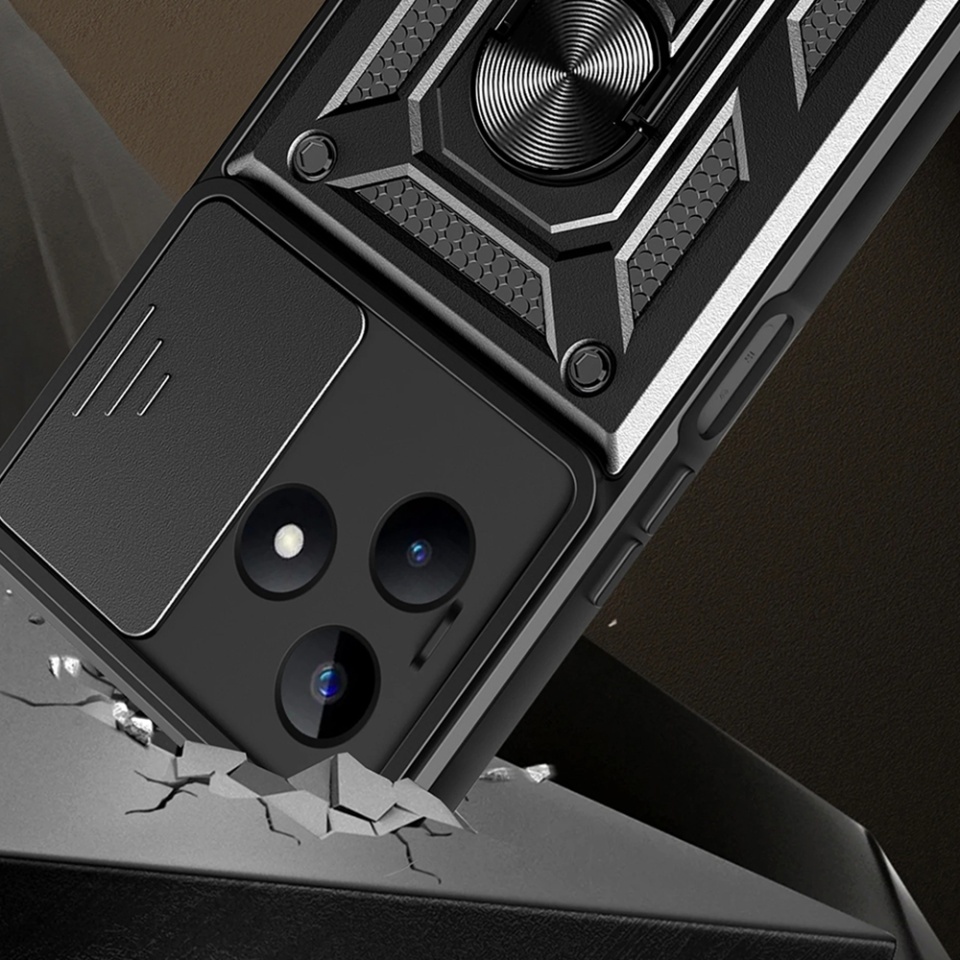 Husa pentru Xiaomi Redmi Note 13 5G, SKYDDAR INNOVATION, CamShield, Inel magnetic, set cu sticker, Albastru - 3 | YEO