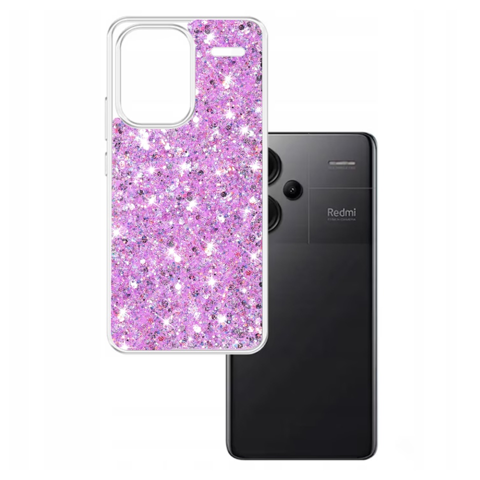 Husa pentru Xiaomi Redmi Note 13 Pro+ 5G , Fundal Detasabil, din Silicon cu Sclipici, Design Stralucitor, Protectie Completa - Magenta