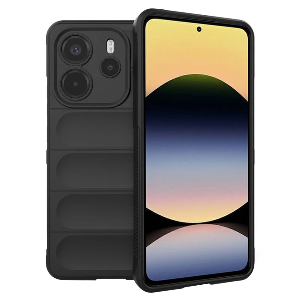 Husa pentru Xiaomi Redmi Note 14 4G (Standard), SKYDDAR INNOVATION, Magic Shield, din Silicon Mat, set cu sticker, Negru