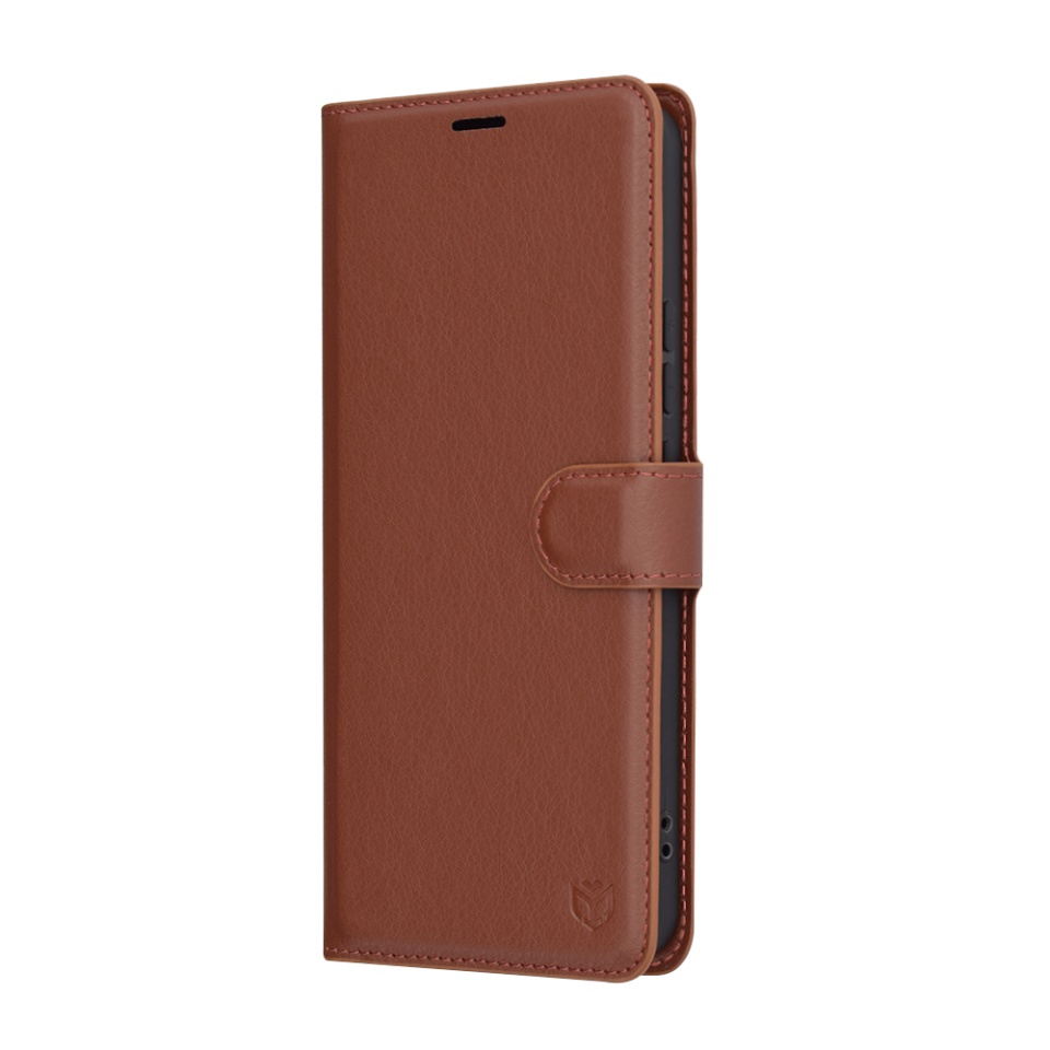 Husa pentru Xiaomi Redmi Note 14 5G, SKYDDAR INNOVATION, Leather Folio tip Carte, cu Portofel Interior, Finisaje Premium, set cu sticker, Maro - 3 | YEO