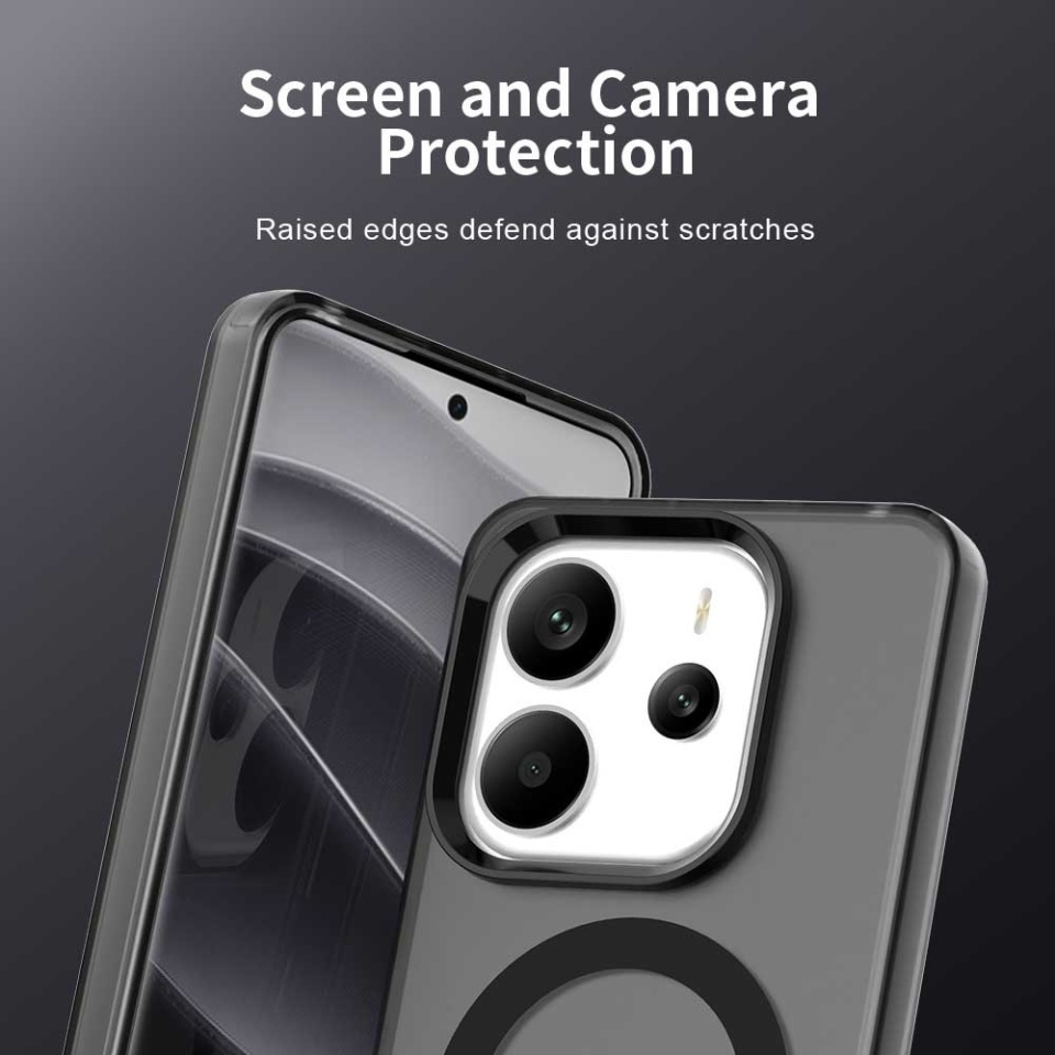 Husa pentru Xiaomi Redmi Note 14 5G, SKYDDAR INOVATION, CandyCase, Magsafe, set cu sticker, Negru - 1 | YEO