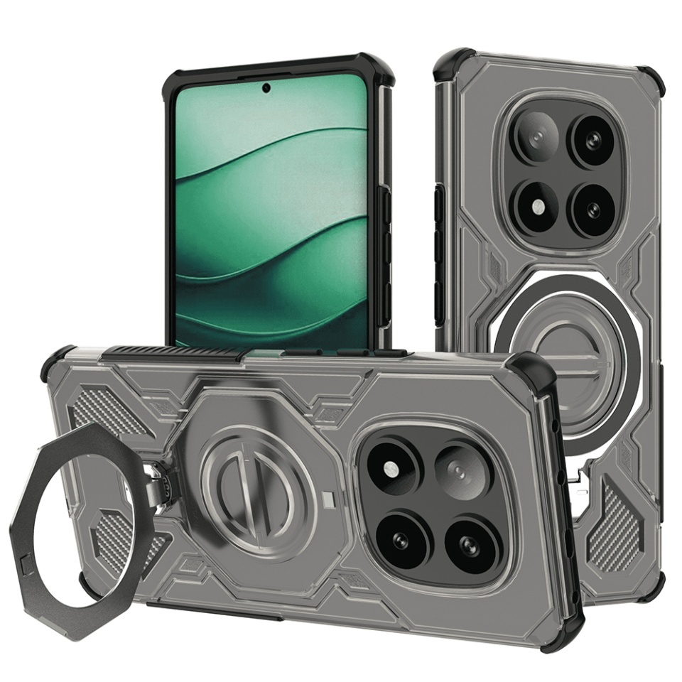 Husa pentru Xiaomi Redmi Note 14 Pro 5G / Poco X7, Antisoc, SKYDDAR INOVATION, Carbon Shield PRO, Magsafe, set cu sticker, Fumuriu