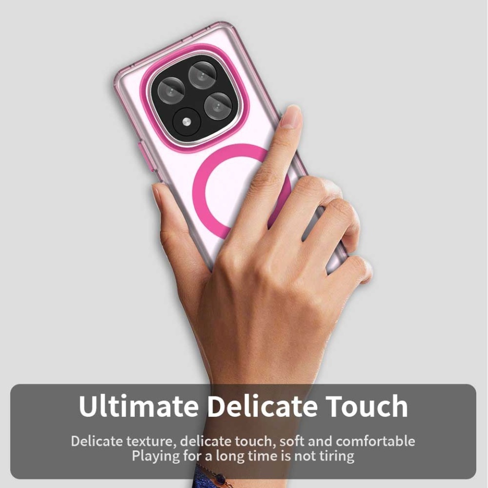 Husa pentru Xiaomi Redmi Note 14 Pro+ 5G, SKYDDAR INOVATION, CandyCase, Magsafe, set cu sticker, Roz - 3 | YEO