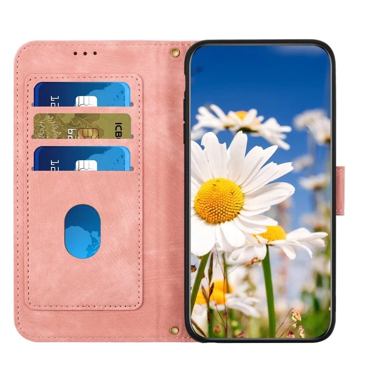 Husa pentru Xiaomi Redmi Note 14 Pro din Piele Ecologică cu Design Floral, Protecție 360°, Stand Integrat, Buzunare pentru Carduri, SKDR Floral Wallet - Roz - 1 | YEO